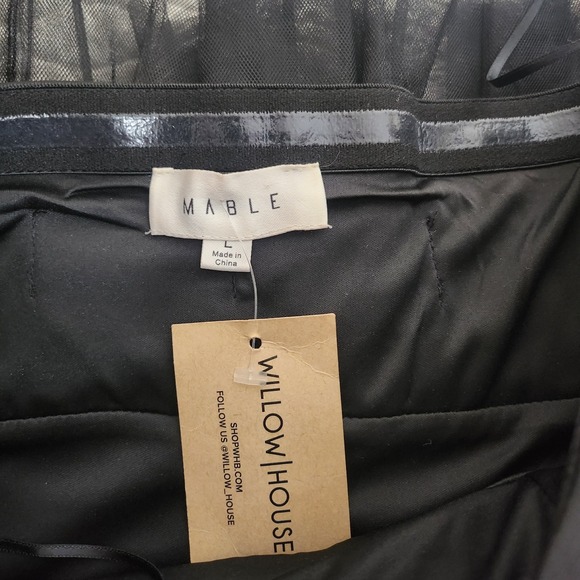 NWT MABLE Women's Large Strapless Black Tiered Tulle Cocktail Dress Mini Party - Picture 7 of 9